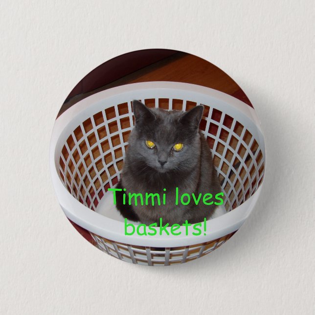 Badge Rond 5 Cm Timmi aime des paniers (Devant)