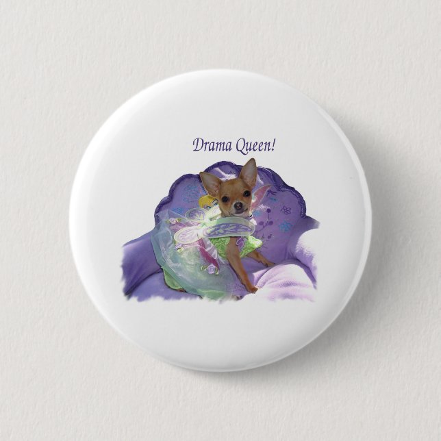 Badge Rond 5 Cm Tinkerbell la "reine de drame ! " (Devant)