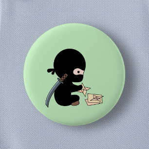 Badge Rond 5 Cm Tiny Ninja Origami Papier à projeter Étoile verte