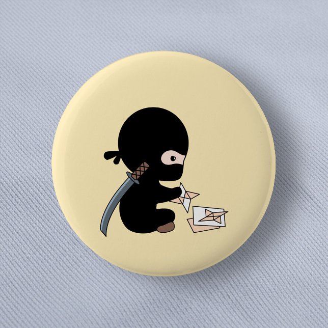 Badge Rond 5 Cm Tiny Ninja Origami Papier Étoile Jaune (Créateur téléchargé)