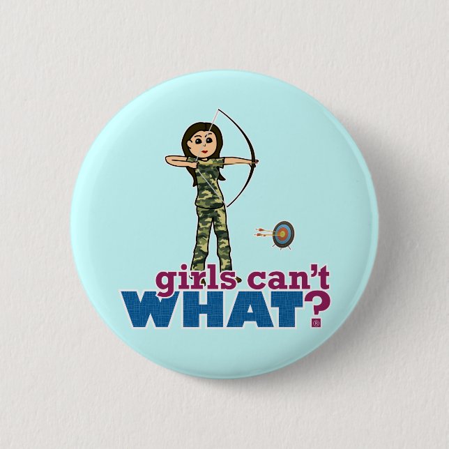 Badge Rond 5 Cm Tir à l'arc au Camouflage - Fille légère (Devant)