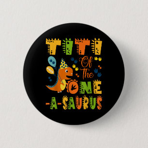 Badge Rond 5 Cm Titi Du Dinosaure D'Un Saurus 1er Anniversaire Par