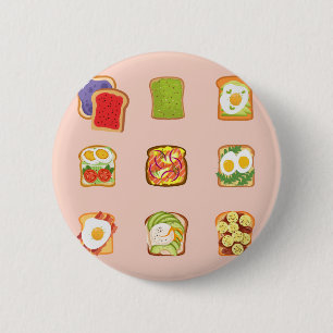Badge Rond 5 Cm Toast au Brunch Motif