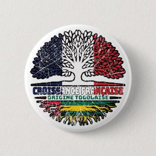 Badge Rond 5 Cm Togo Togolais Français France Racines Drapeau