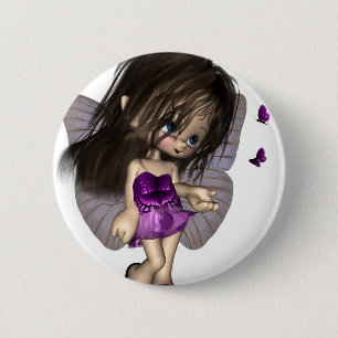 Badge Rond 5 Cm Toile à papillon - Fée violette