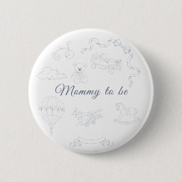Badge Rond 5 Cm Toile de Jouy Nursery Baby Shower Mommy to be