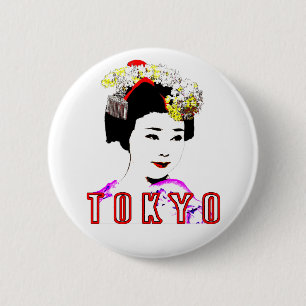 Badge Rond 5 Cm Tokyo geisha fille en robe traditionnelle