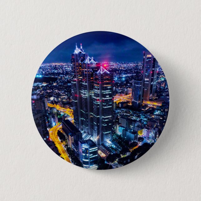 Badge Rond 5 Cm Tokyo la nuit (Devant)