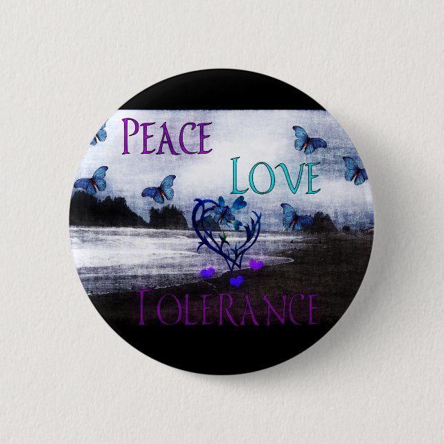 Badge Rond 5 Cm Tolérance d'amour de paix (Devant)
