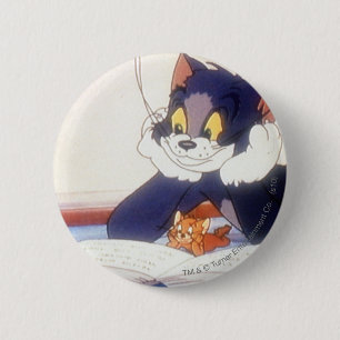 Badge Rond 5 Cm Tom And Jerry Read a Book