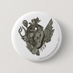 Badge Rond 5 Cm Tom et crâne de Jerry