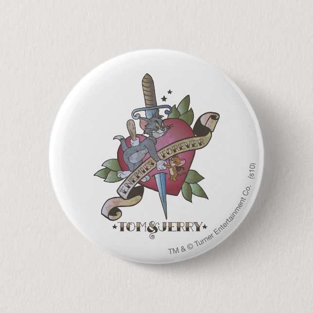 Badge Rond 5 Cm Tom et Jerry Ennemies pour toujours 2 (Devant)