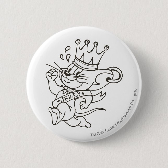 Badge Rond 5 Cm Tom et Jerry King Jerry (Devant)