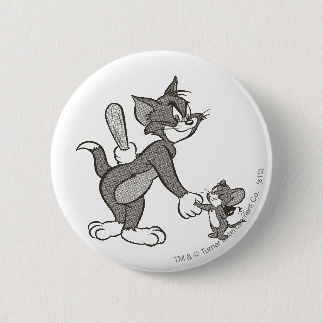 Badge Rond 5 Cm Tom Et Jerry Manipulent (Devant)