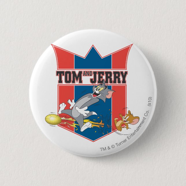 Badge Rond 5 Cm Tom et Jerry Soccer (Football) 7 (Devant)
