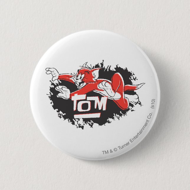 Badge Rond 5 Cm Tom Logo noir et rouge (Devant)
