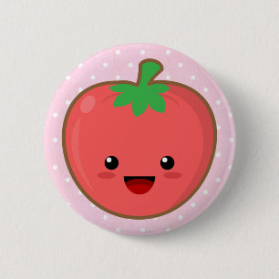 Badge Rond 5 Cm Tomate de Kawaii
