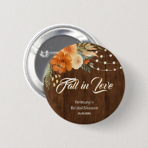 Badge Rond 5 Cm Tombez amoureux Fleurs d'automne rustiques Enterre
