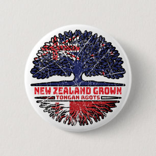 Badge Rond 5 Cm Tonga Tongan Nouvelle-Zélande Racines d'arbres