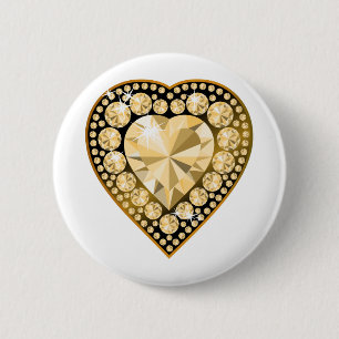 Badge Rond 5 Cm Topaz Gem Heart