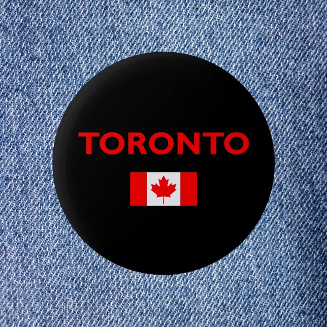 Badge Rond 5 Cm Toronto Canada Drapeau canadien Couleur foncée (Créateur téléchargé)