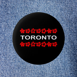 Badge Rond 5 Cm Toronto Rouge Aloha Bandes Couleur foncée