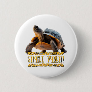 Badge Rond 5 Cm Tortue 001 Shell Ouais !