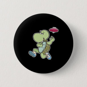 Badge Rond 5 Cm tortue à la frisbee