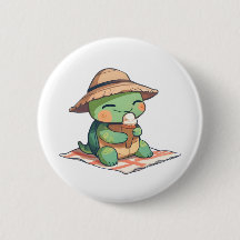Tortue Chibi Mignonne avec Chapeau de Paille Mange