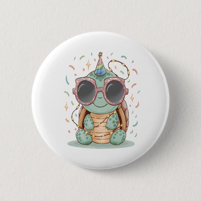 Badge Rond 5 Cm Tortue cool (Devant)