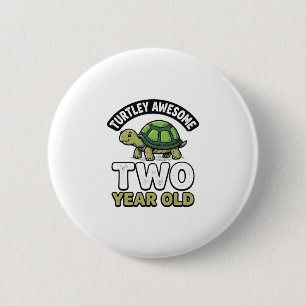 Badge Rond 5 Cm Tortue Deux Ans Anniversaire Vintage Gravure Shi