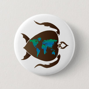 Badge Rond 5 Cm Tortue-monde
