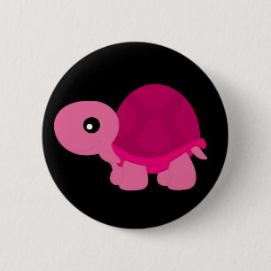 Badge Rond 5 Cm Tortue rose