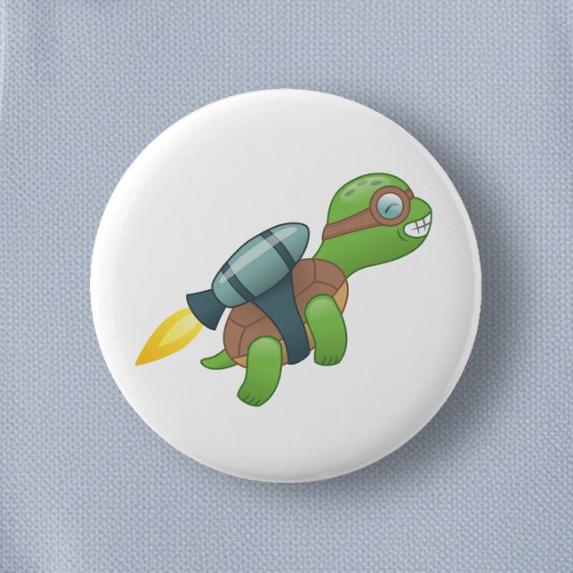 Badge Rond 5 Cm Tortue volante avec un Jetpack (Créateur téléchargé)