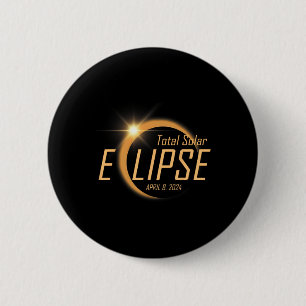 Badge Rond 5 Cm Total Éclipse Solaire 8 avril 2024 Totalité Astron