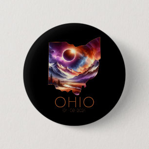 Badge Rond 5 Cm Total Solaire Eclipse 2024 État Ohio Totalité Avri