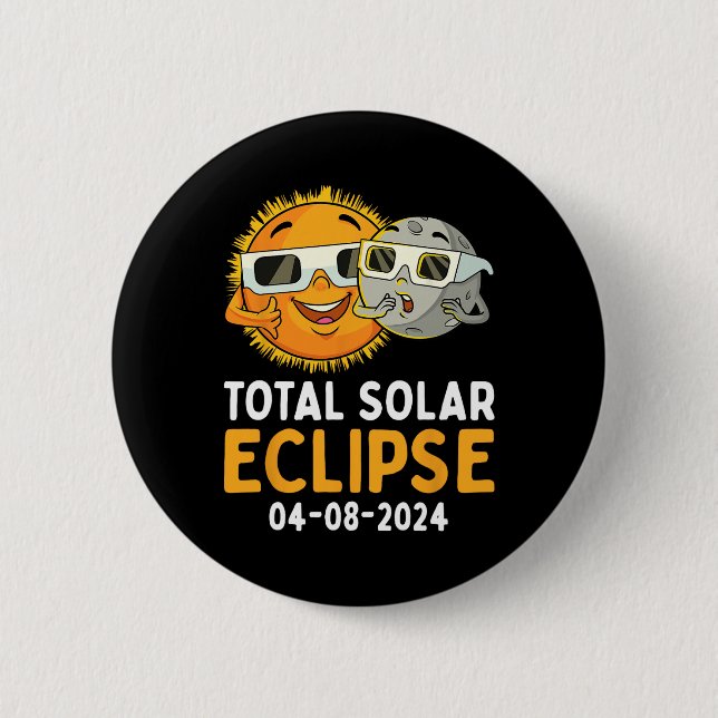 Badge Rond 5 Cm Total Solaire Eclipse 2024 Lunettes Amusants Sun M (Devant)