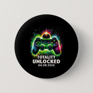 Badge Rond 5 Cm Total Solar Eclipse 2024 Jeu vidéo coloré 1