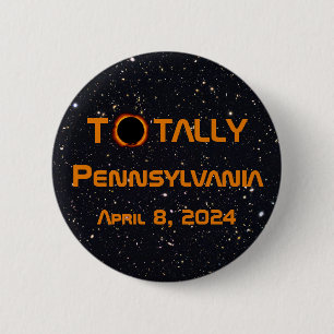 Badge Rond 5 Cm Totalement Pennsylvanie 2024 Solar Eclipse