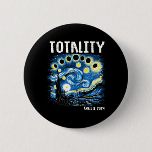 Badge Rond 5 Cm Totalité Total Éclipse Solaire 2024 4 08 Étoiles N