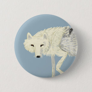 Badge Rond 5 Cm Totem Artic Wolf