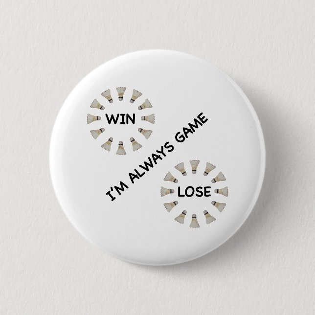 Badge Rond 5 Cm Toujours jeu pour le badminton (Devant)
