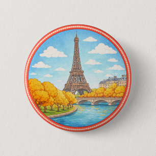 Badge Rond 5 Cm Tour Eiffel de Paris