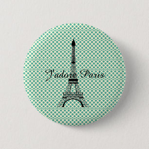 Badge Rond 5 Cm Tour Eiffel J'adore Paris