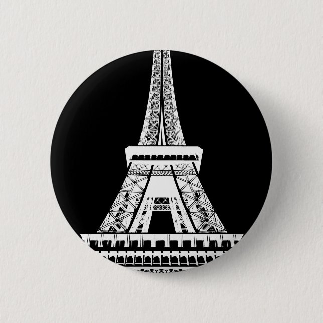 Badge Rond 5 Cm Tour Eiffel noir blanc (Devant)