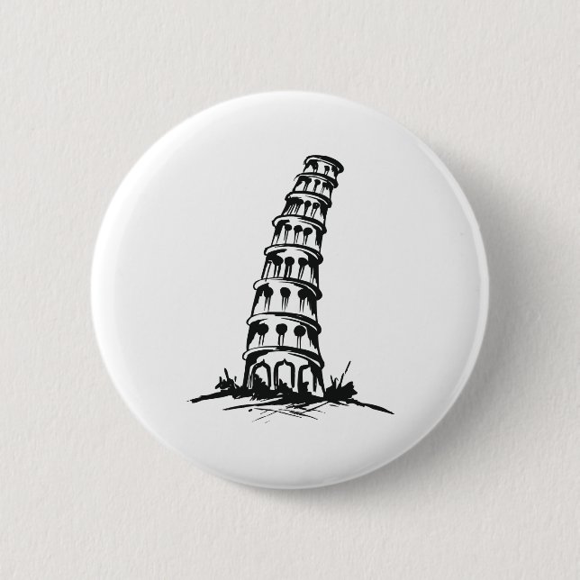 Badge Rond 5 Cm Tour penchée de Pise (Devant)