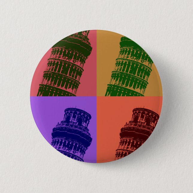 Badge Rond 5 Cm Tour penchée de Pise Pop Art (Devant)