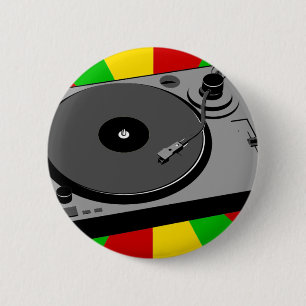 Badge Rond 5 Cm Tourne-disque de Rasta