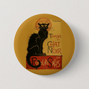 Badge Rond 5 Cm Tournee de Conversation Noir Chat noir
