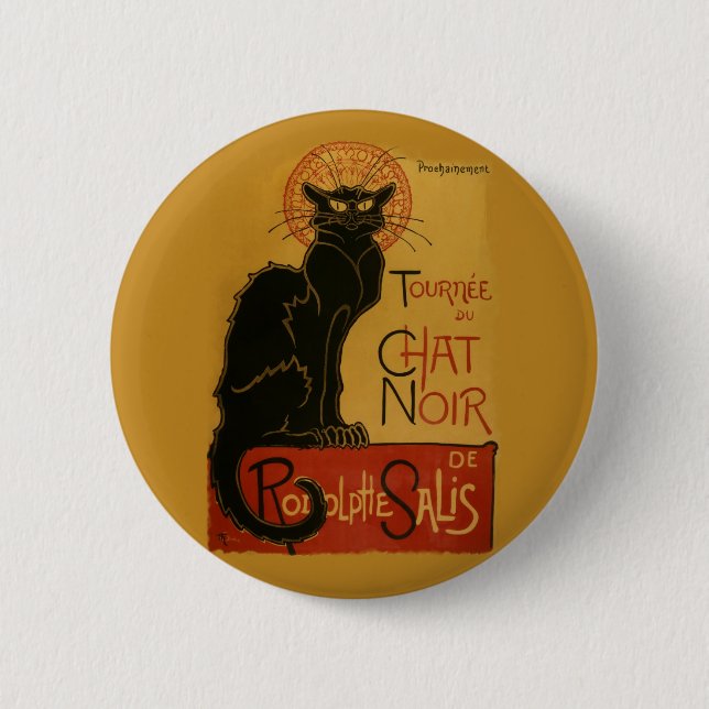 Badge Rond 5 Cm Tournee de Conversation Noir Chat noir (Devant)